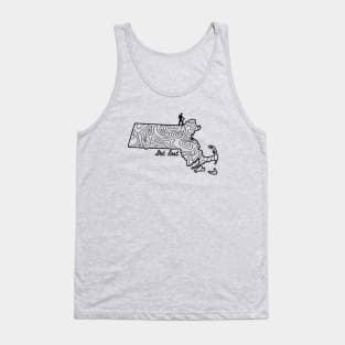 Get Lost Hiking Topographic Art Hike Massachusetts State Map Tank Top